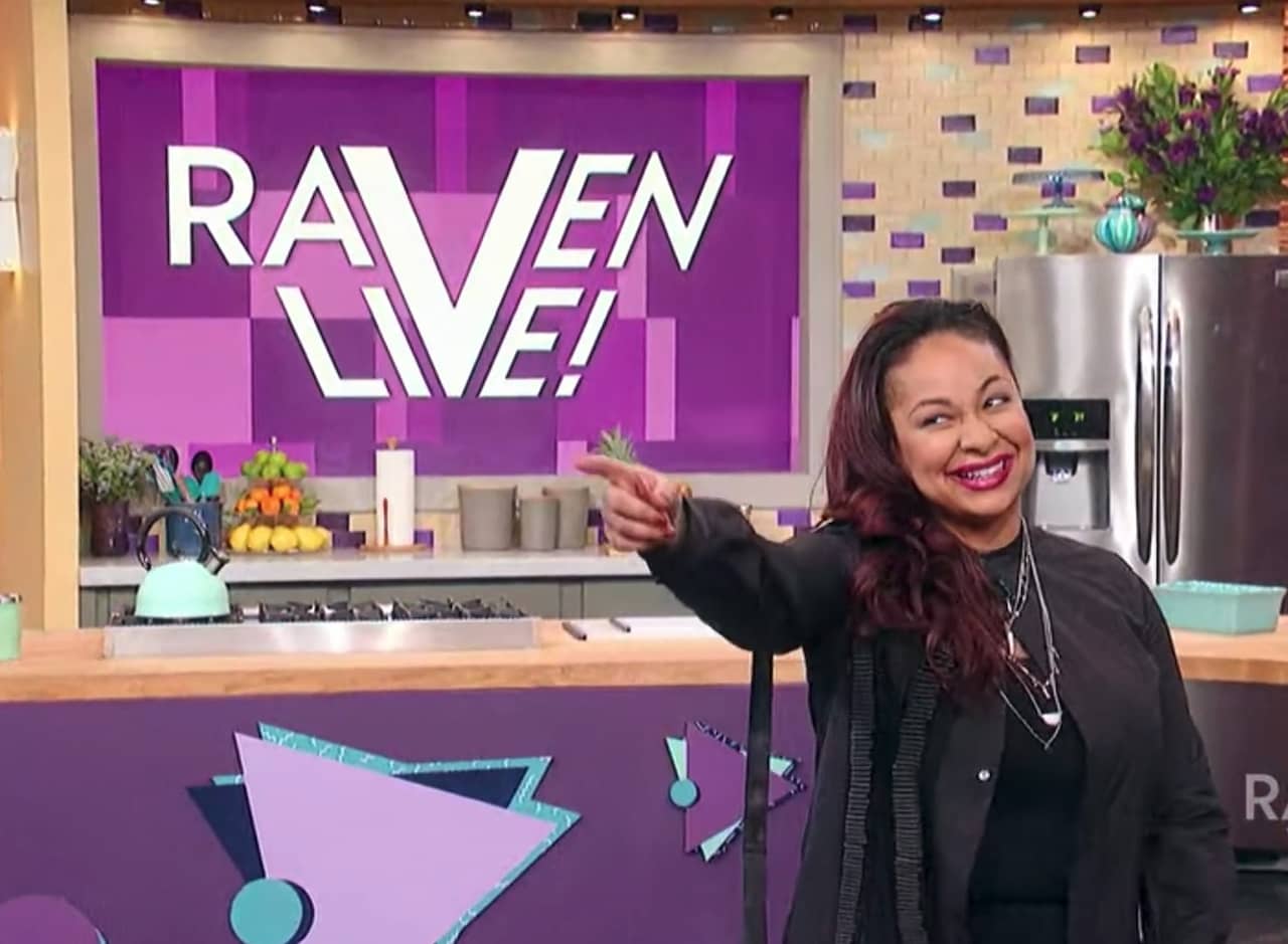Raven-Symoné on a talk show set