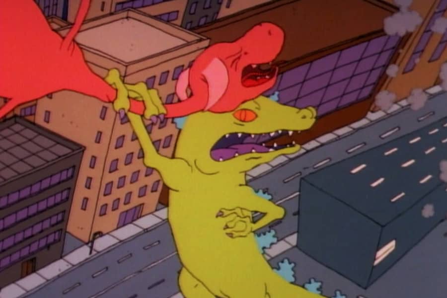 Reptar grabs another giant dinosaur by the neck