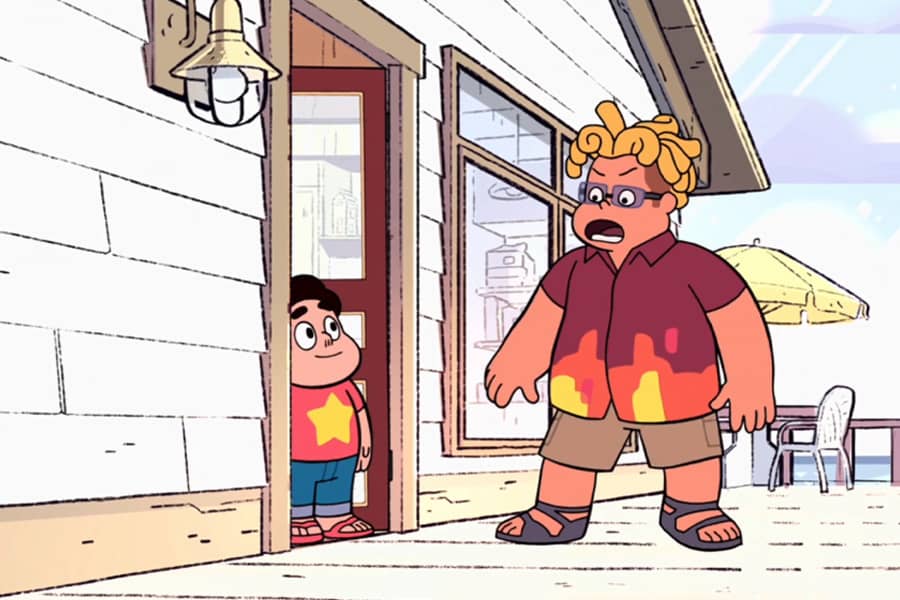 Ronaldo talking to Steven Universe at his front door