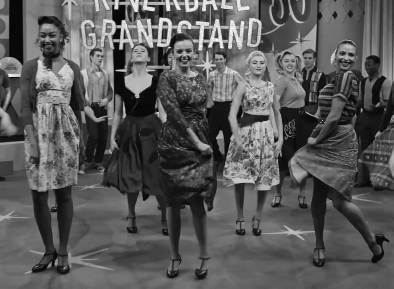 teens in 50s garb dancing on set