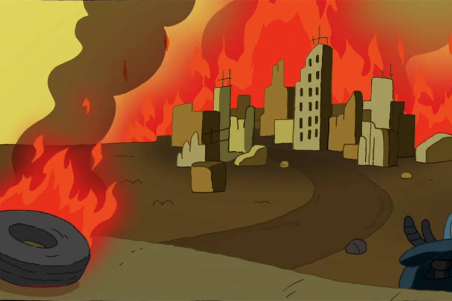 burning city