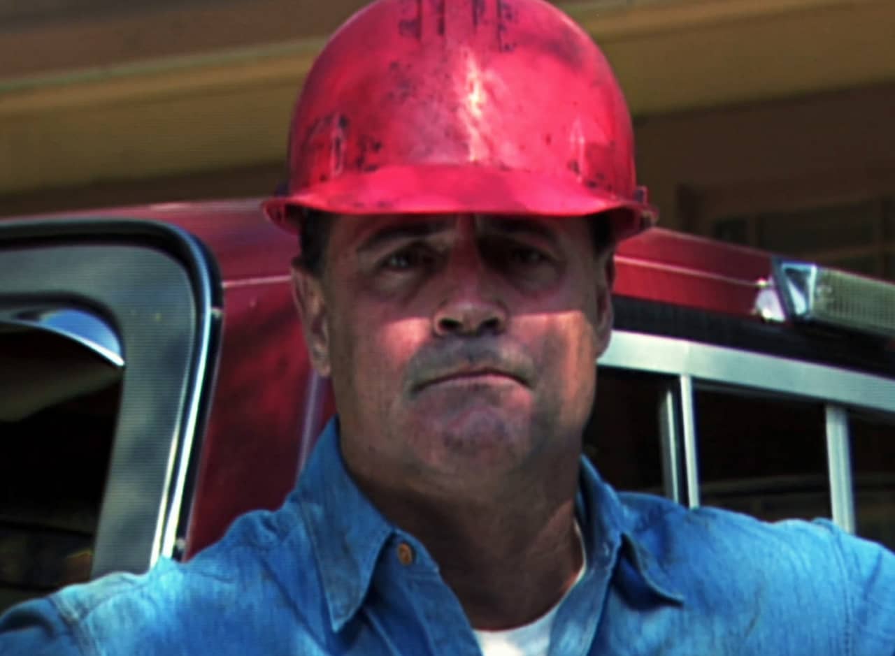 Rusty in his red hard hat