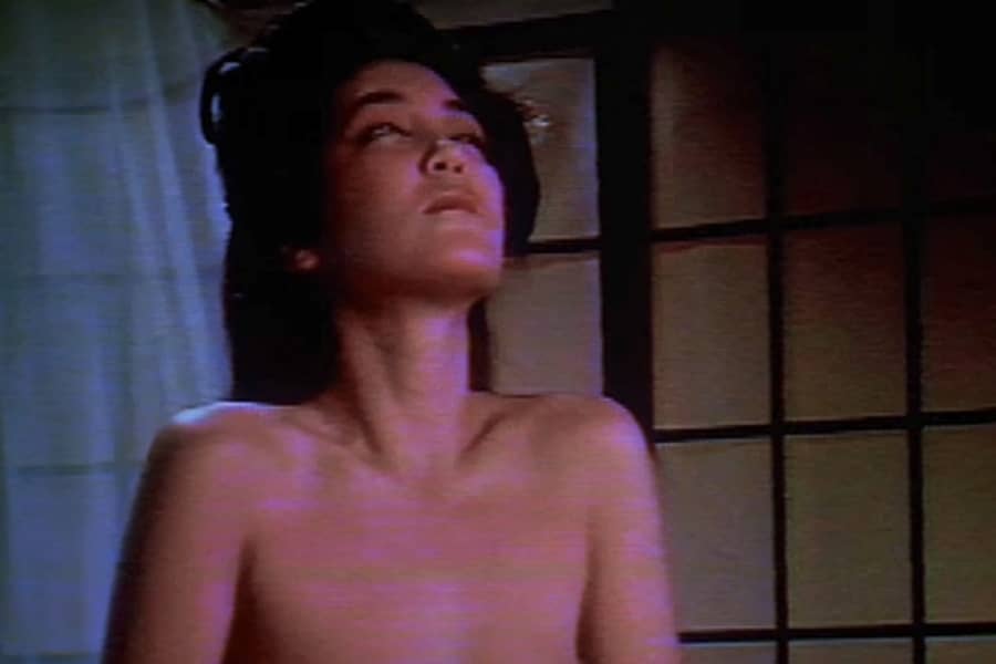 geisha topless and looking up