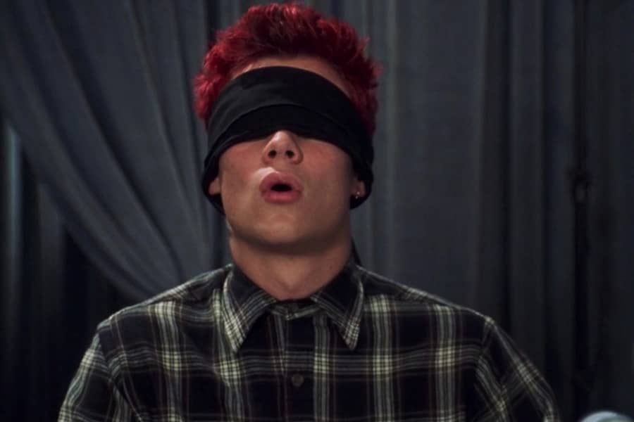 Jeremiah blindfolded