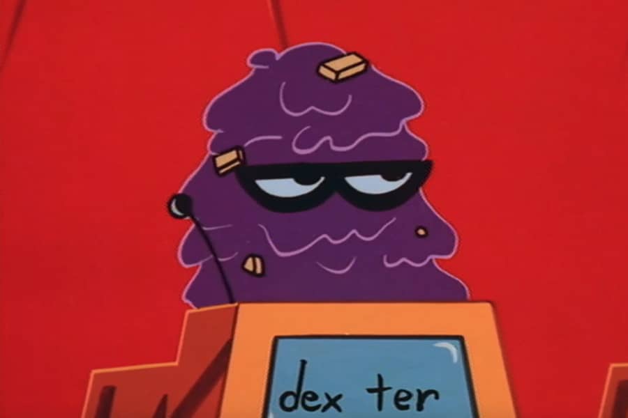 contestant covered in purple goop