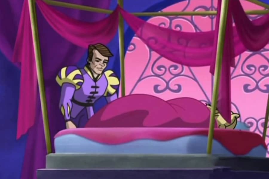 prince approaches the princess’s bed