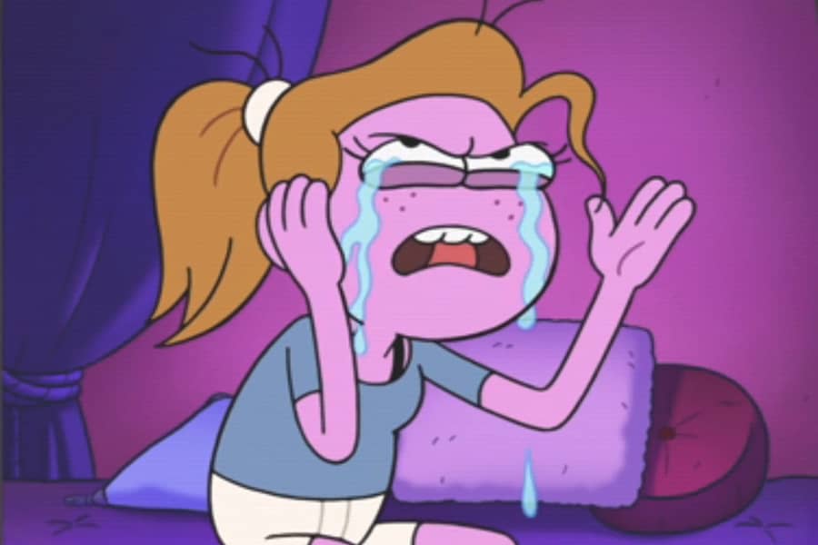 girl crying in her room