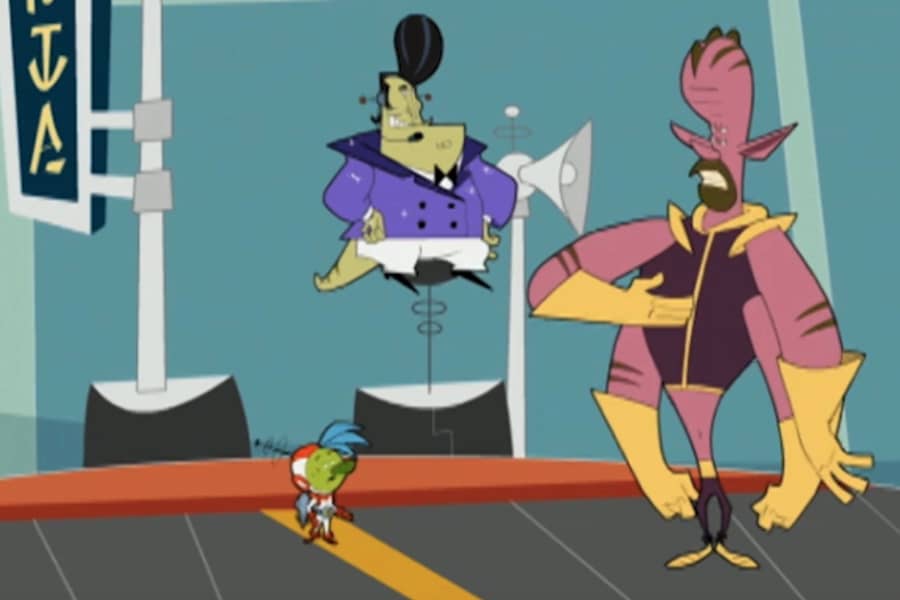 Captain Chuck and two contestants