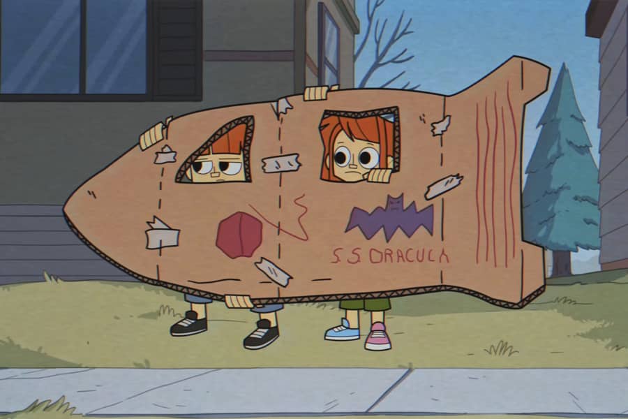 handmade cardboard spaceship, the S.S. Dracula