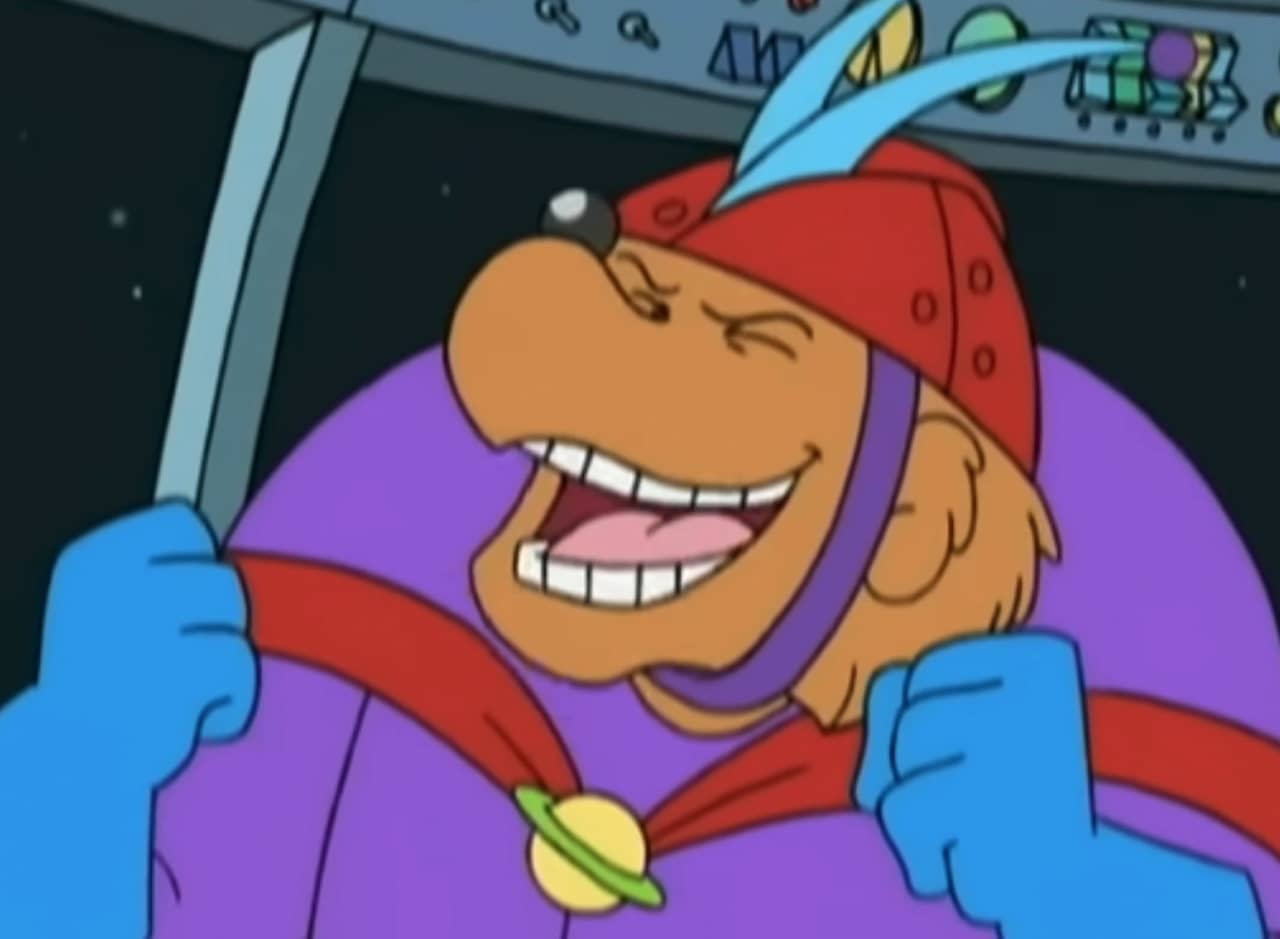 Sleezo, a laughing villain bear