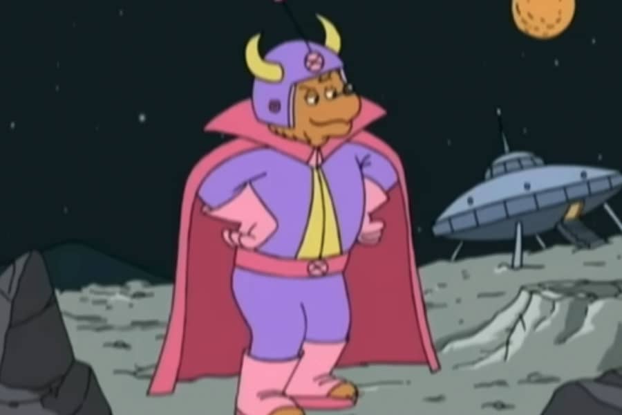 Princess Gemma, wearing a pink and purple spacesuit