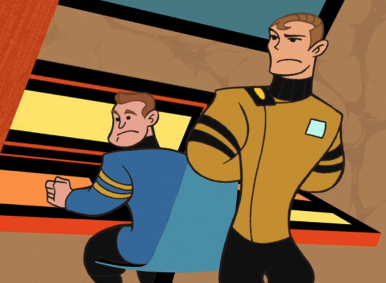 Commander Kane and a member of the space crew