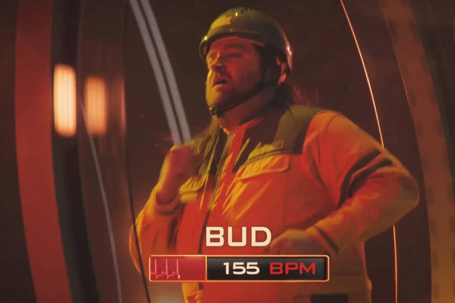 contestant Bud runs on the wheel