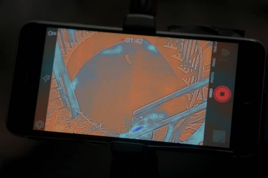 high contrast video of a stairwell on an iPhone