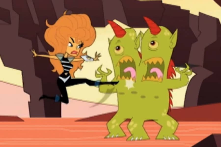 Aurora and little sidekick on a desert planet