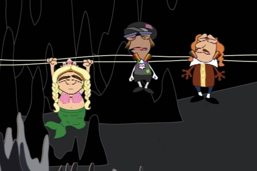 captured people hanging from a clothesline