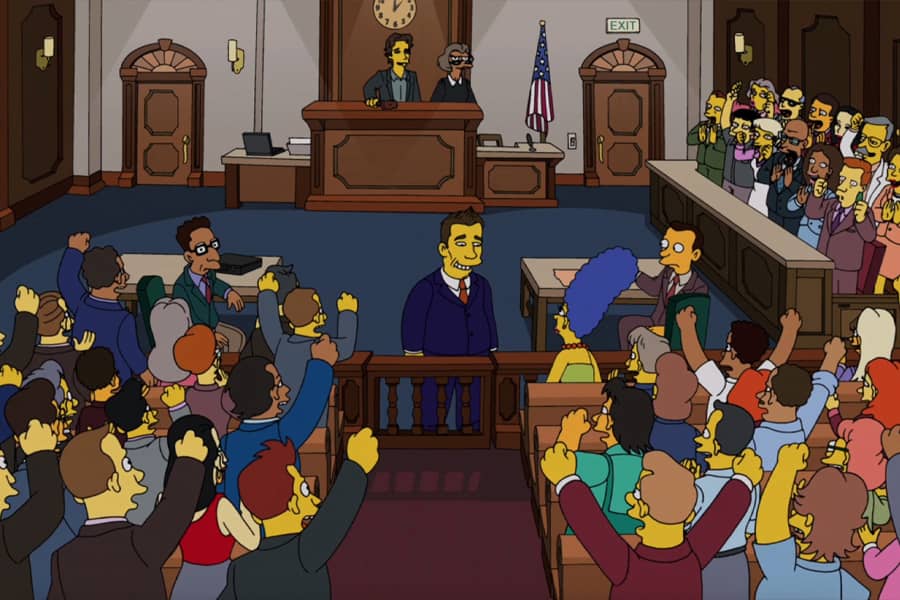 the courtroom cheering