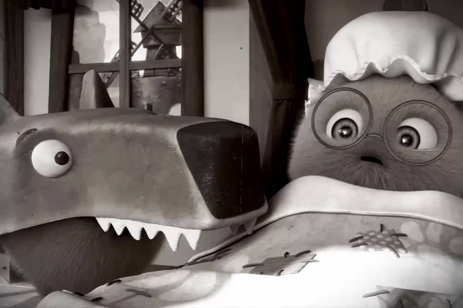 the wolf approaches grandma in bed