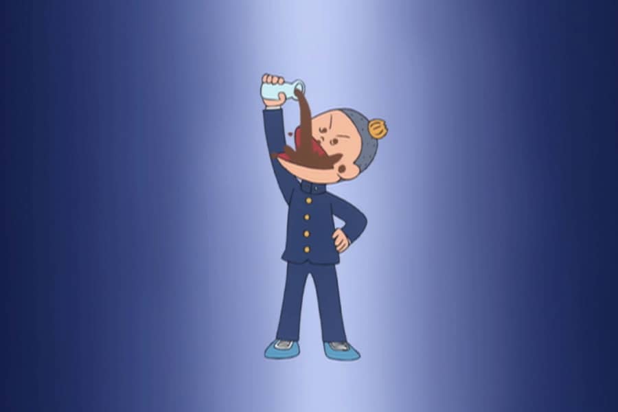 man drinking chocolate drink