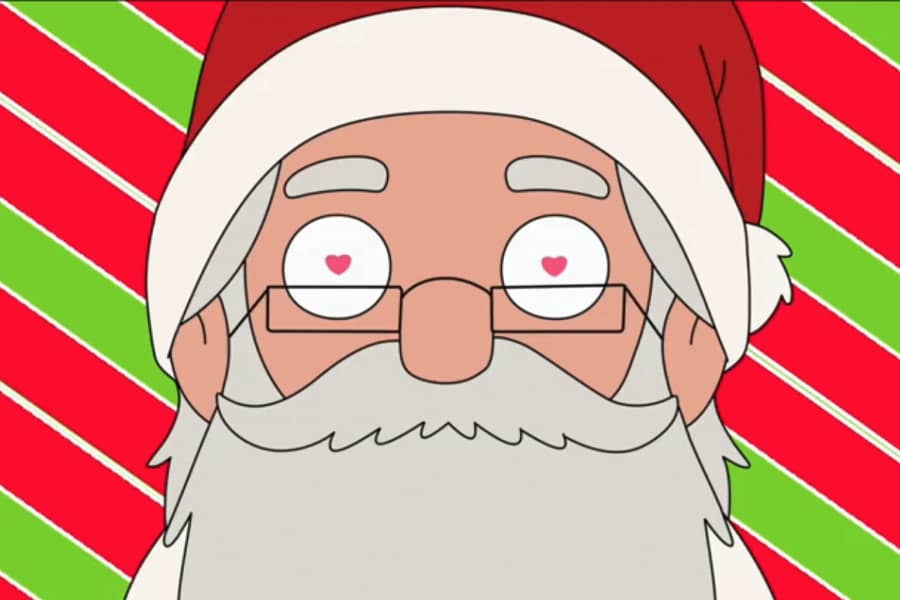 Santa with hearts in his eyes