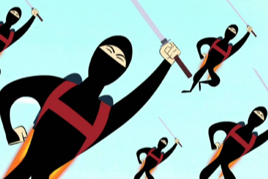 ninjas flying through the air