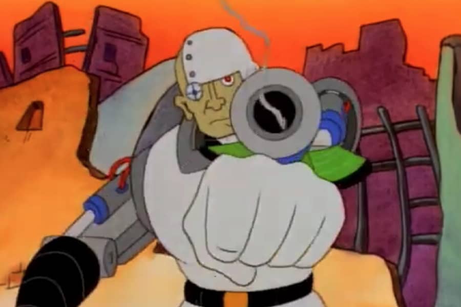 Targetman aiming his arm gun at you