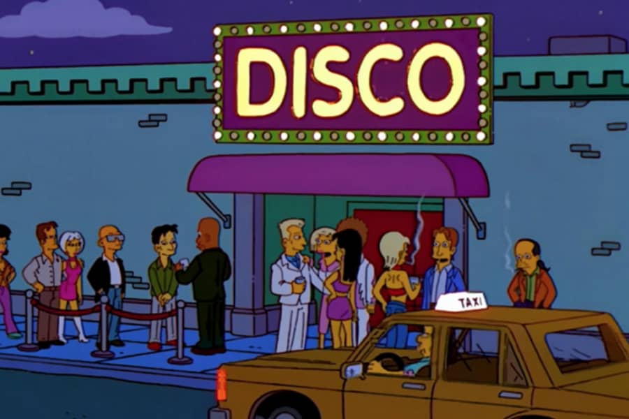 taxi pulls up to a disco