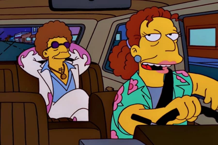 woman cab driver talks to the disco guy
