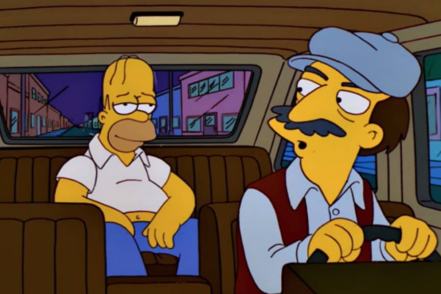 another cabbie talking to Homer Simpson in the backseat