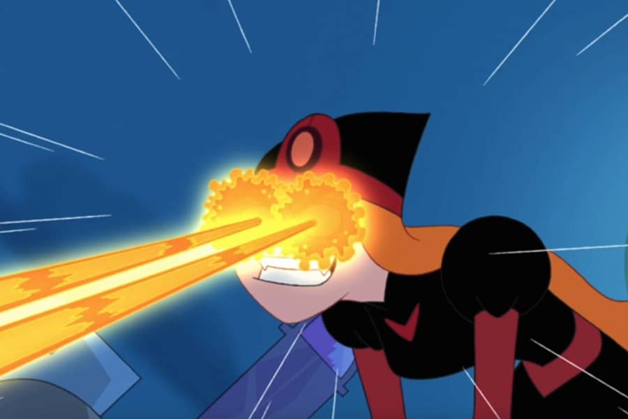 Control Freak shooting fire out of her eyes