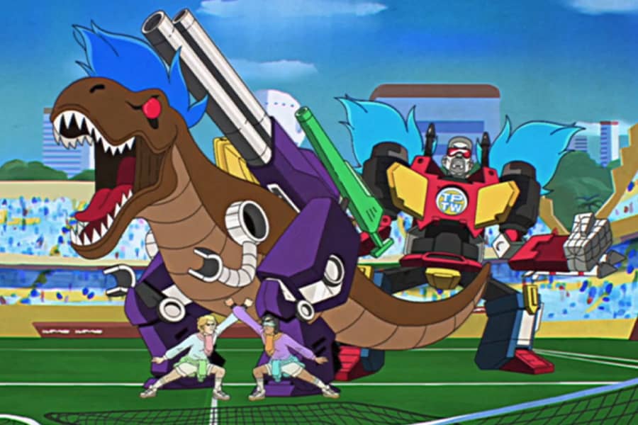 Troy and Carlton with Techno Dino and Techno Robot
