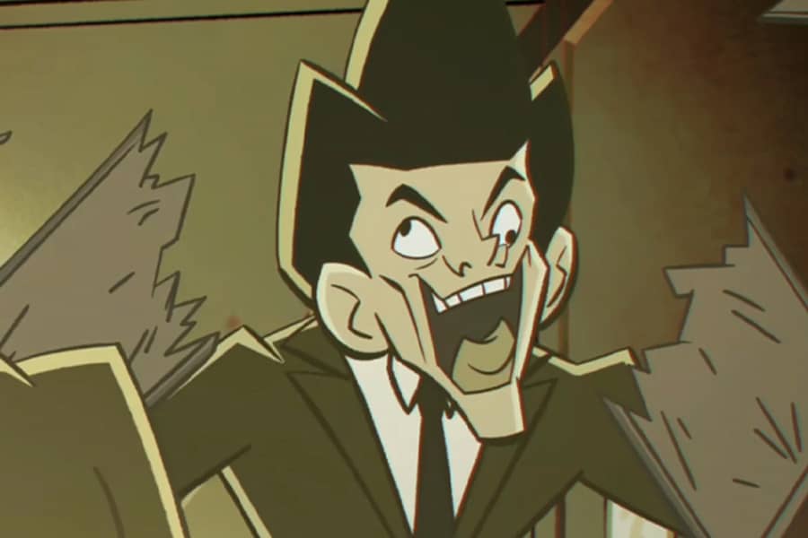a small bad guy breaking a board with his face