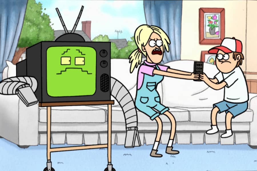 RGB2 is sad as the kids fight over the remote