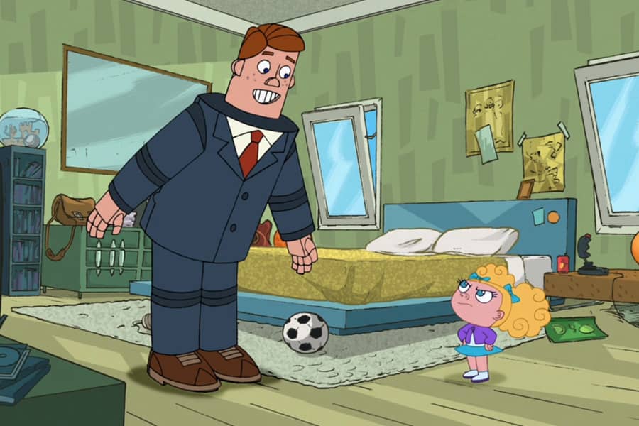 Norm and Suzy in a bedroom