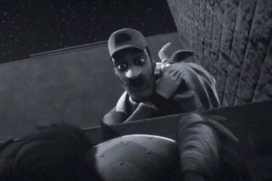 guy looking into a dumpster