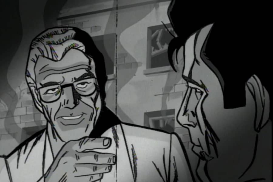 two scientists talking