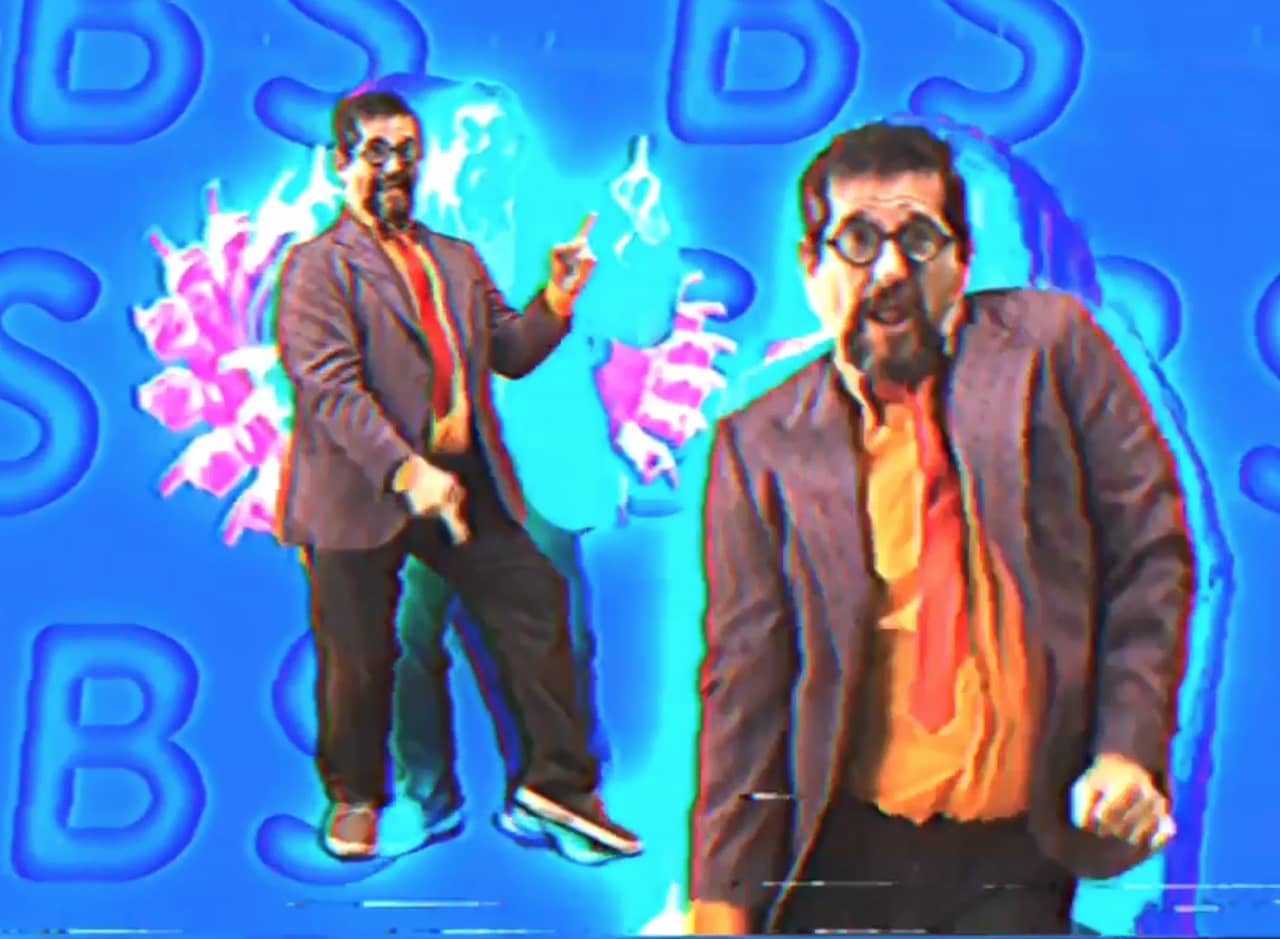VHS style graphics of Bernardo dancing