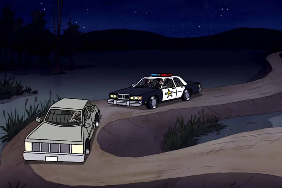 car being chased by a police car