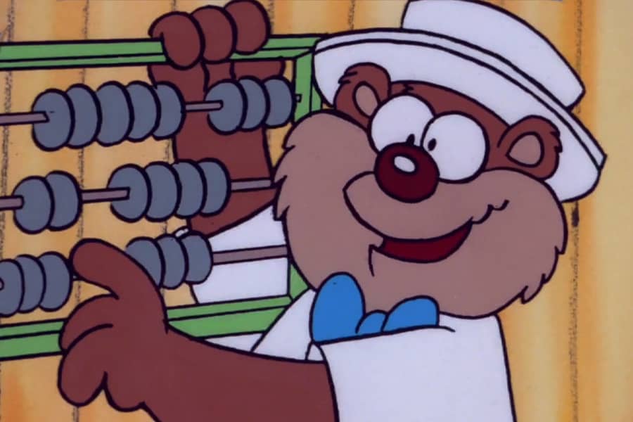 a Buddy Bear with an abacus