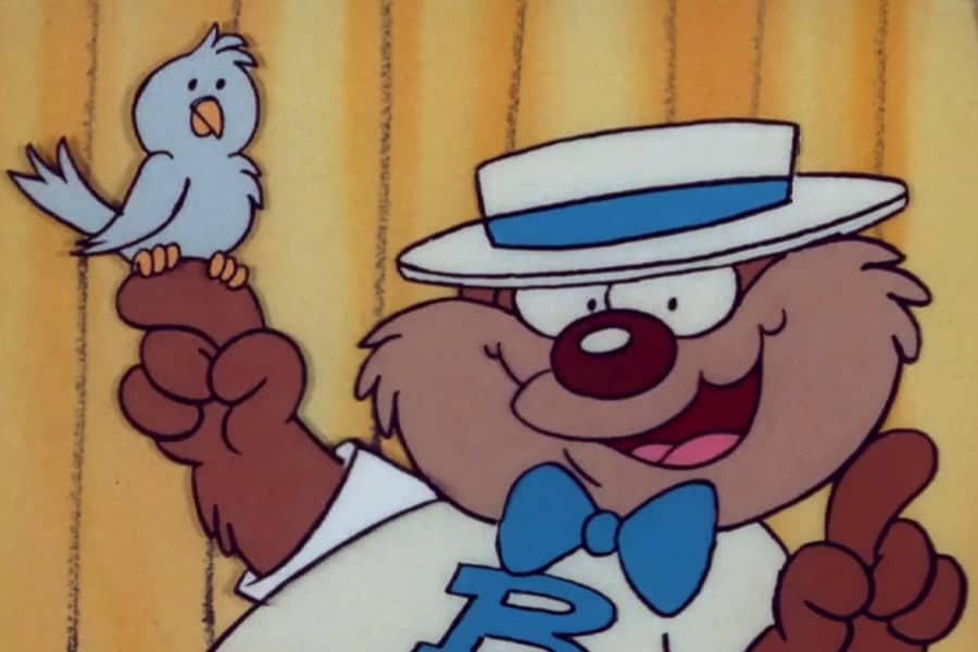 another Buddy Bear with a bird on his finger
