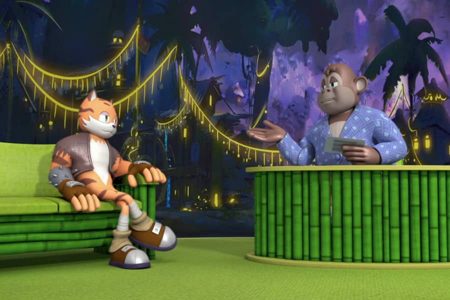 Comedy Chimp talking with Tommy Thunder