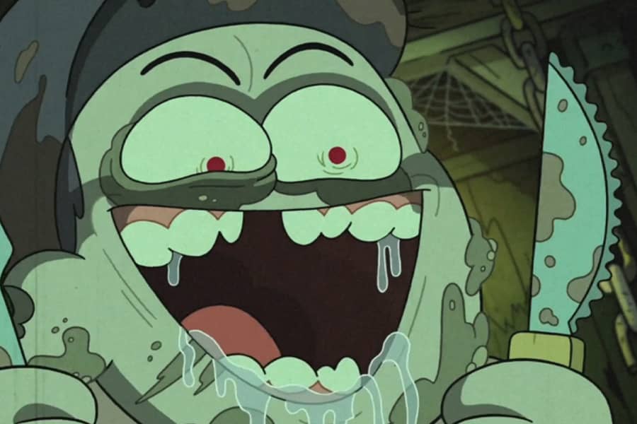 zombie drooling with a knife