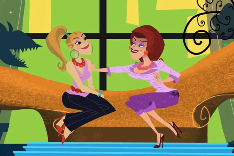 Dee chatting with a guest