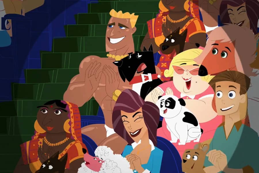 audience members with their dogs