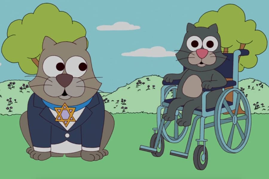 Jewish kitten and kitten in a wheelchair