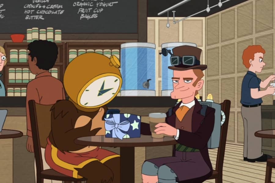 Doctor Zone and Tim Ape in a coffee shop