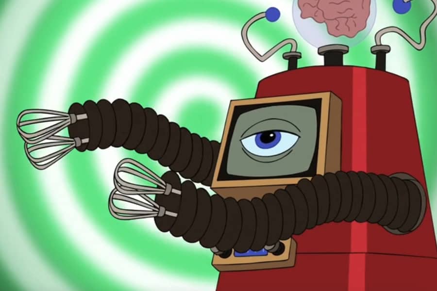 robot with whisks for hands