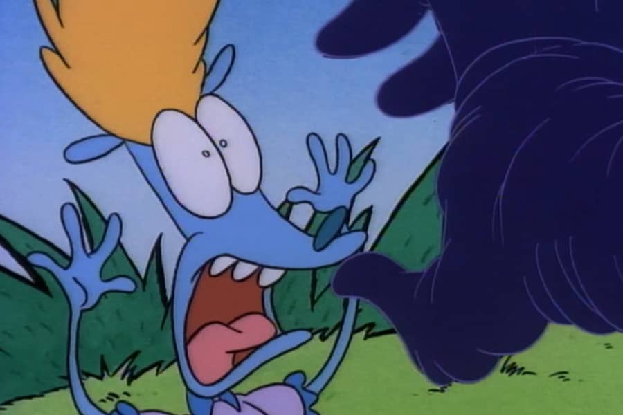 woman screaming as a hair hand reaches for her