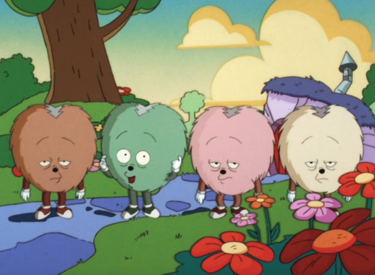 four colorful fluffy dupeys