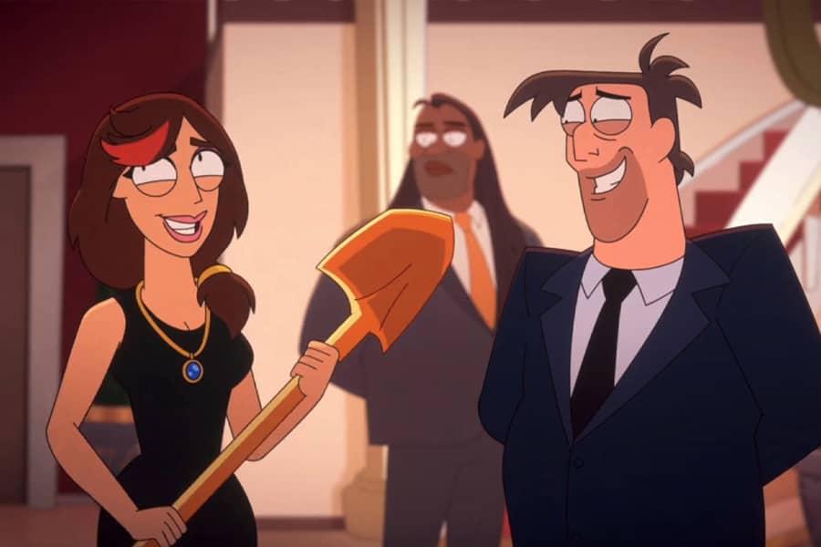 Rip Digman giving his former wife the golden shovel